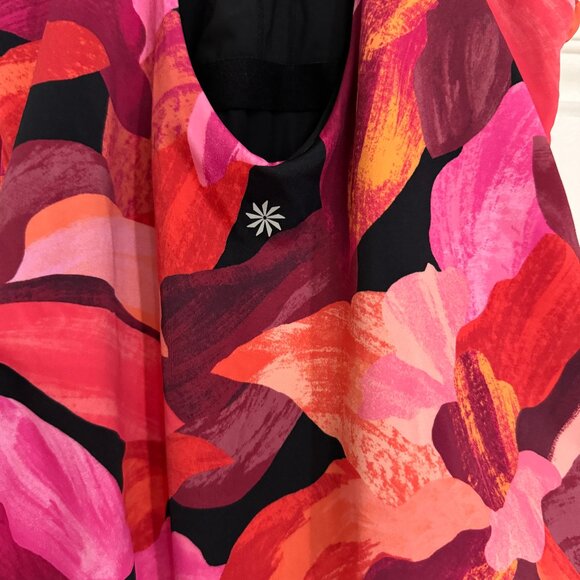 Athleta Maldives One Piece Swimsuit M Liana Floral Mauve Racer Tank High Neck - Picture 6 of 8